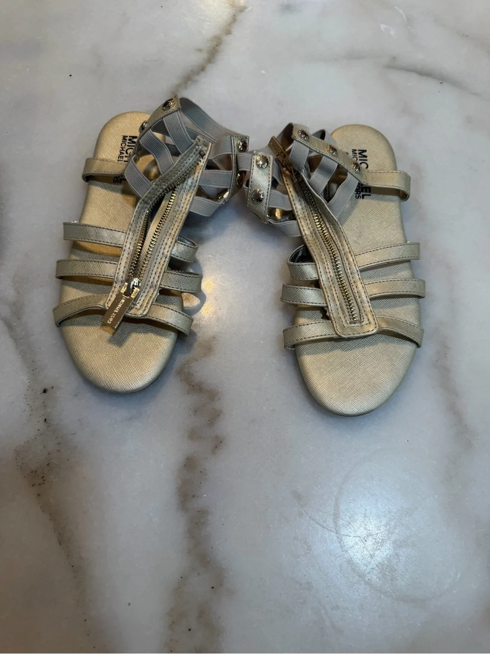 Michael Kors Metallic Gold Zipper Gladiator Sandals